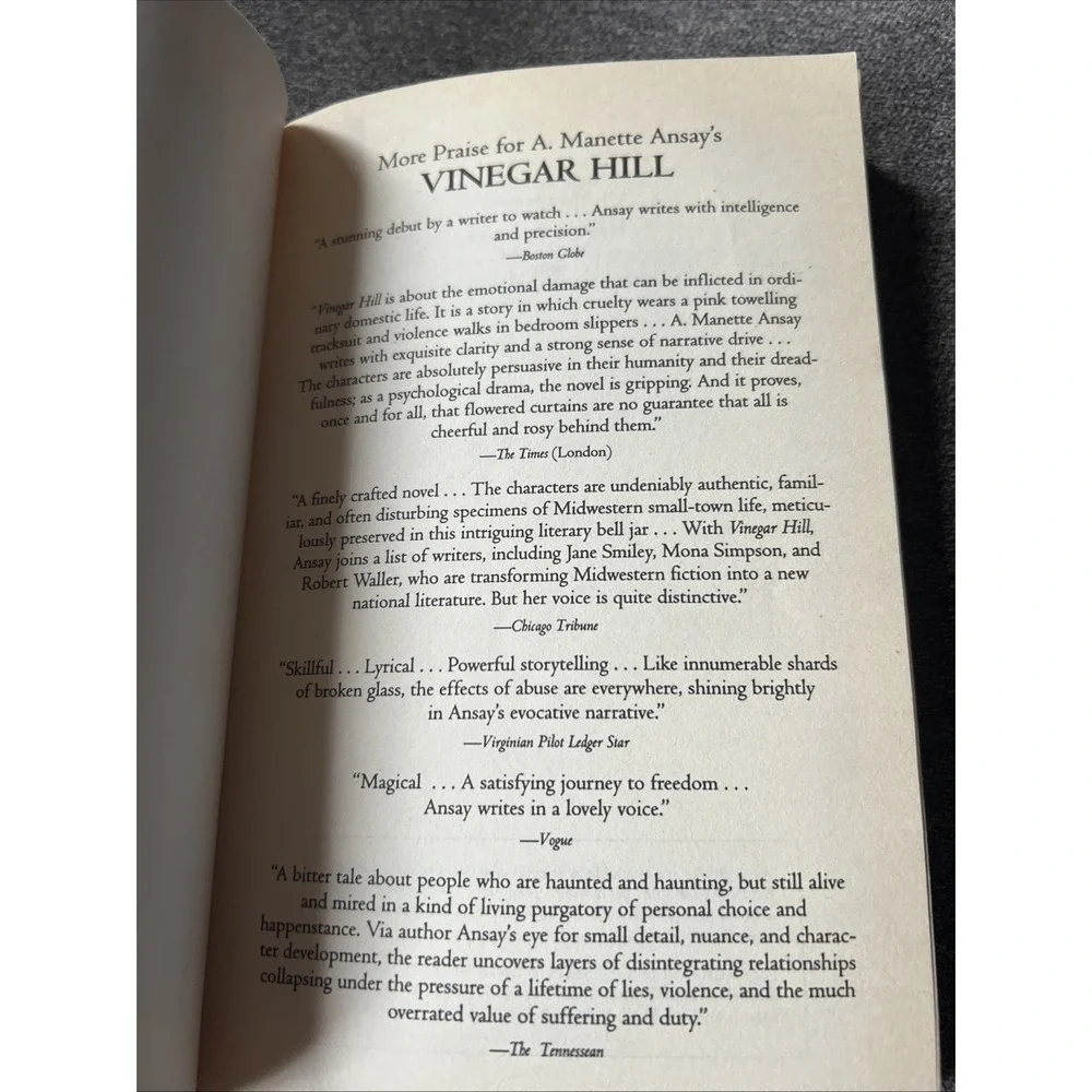 Vtg 1998 Vinegar Hill A Manette Ansay Oprahs Book Club Paperback Novel Avon